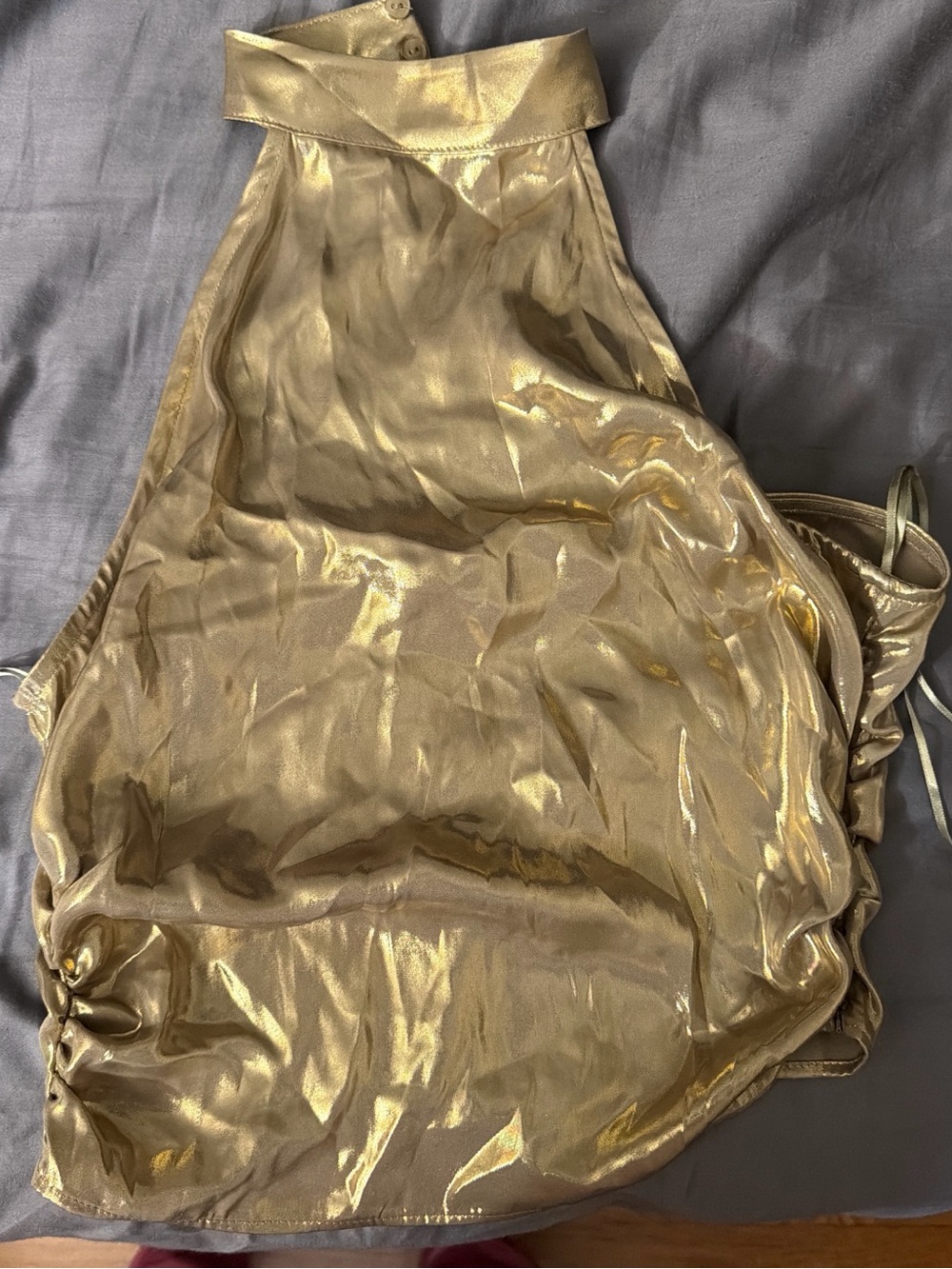 Zara Metallic Gold Halter Top